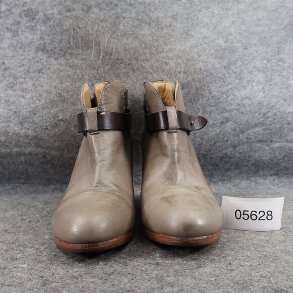 Rag & Bone Shoes Womens 35 Bootie Harrow Stacked Heel Cap Toe Leather Strap Gray - Picture 2 of 16